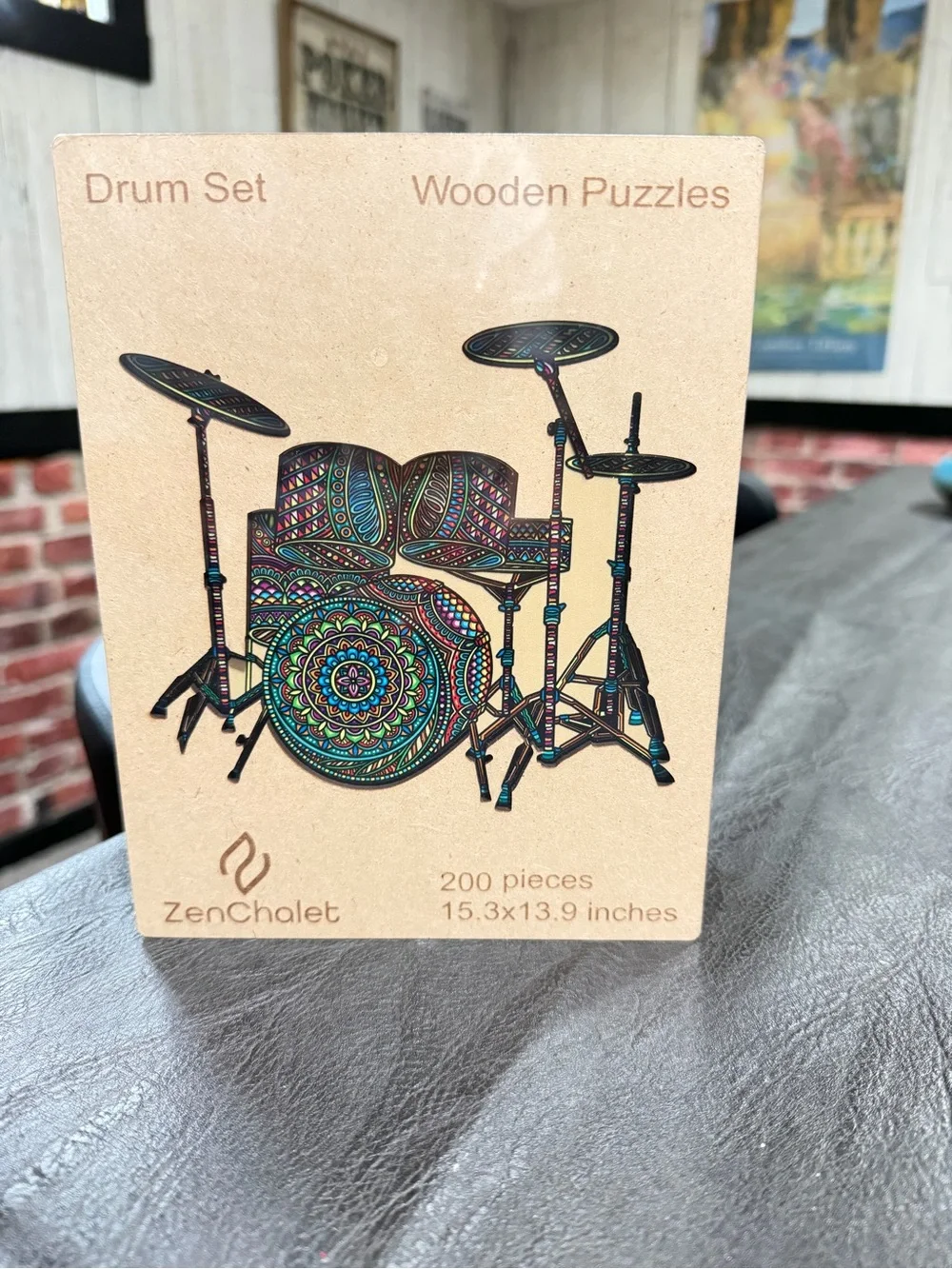 ZenChalet Wooden Drum Set Puzzle - Multicolor Mandala Design